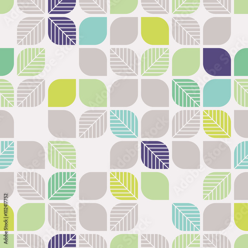 seamless geometric pattern with leaves