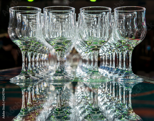 clean empty wine glasses on a dark background