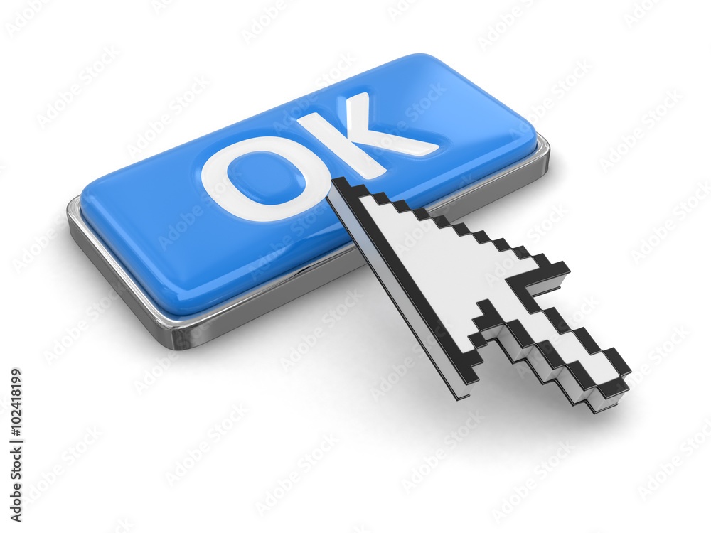 Cursor and button OK. Image with clipping path Cursor and button OK. Image with clipping path