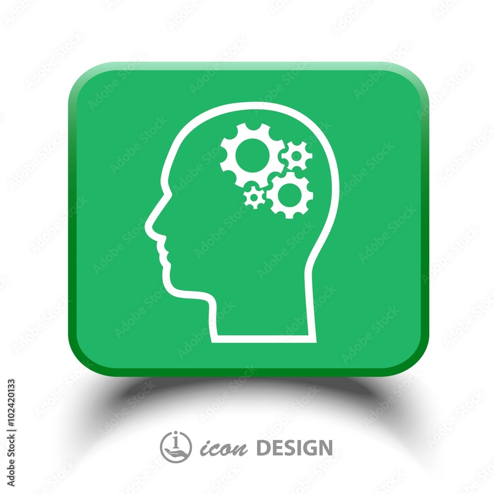Pictograph of gear in head Pictograph of gear in head
