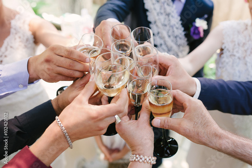 toast glass with Champagne on wedding say