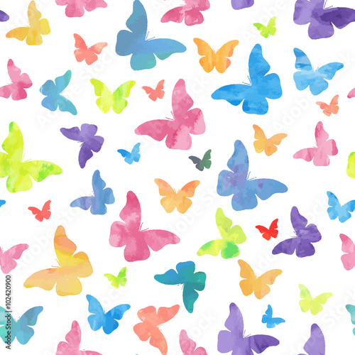 Butterfly wallpaper - Wall mural Seamless watercolor butterflies pattern