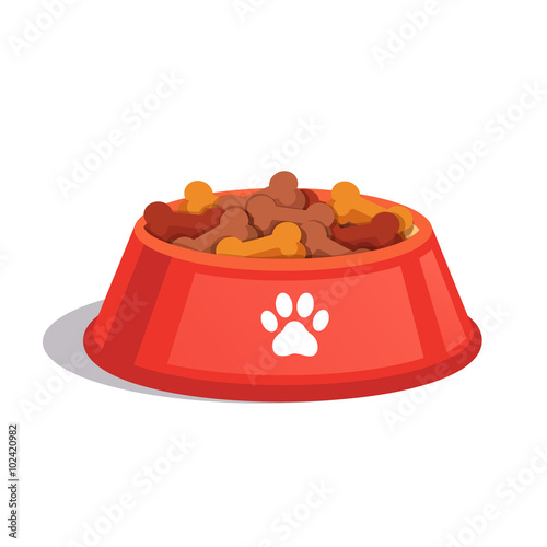 Dog dry food bowl. Bone shaped crisps