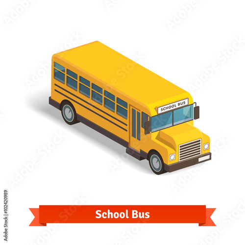 Yellow school bus in isometric 3d