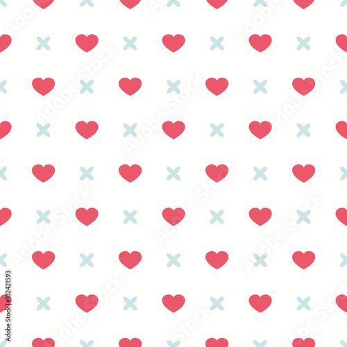 Cute retro abstract heart seamless pattern. Can be used for wallpaper, cover fills, web page background, surface textures. Pink, broun and white colors.