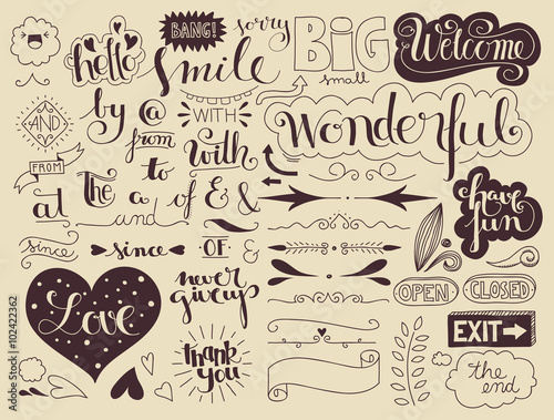 handlettering elements and words photo