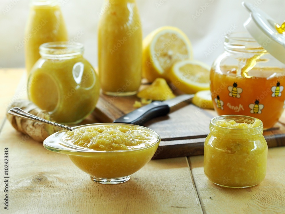 ginger-lemon mixture with honey ginger-lemon mixture with honey