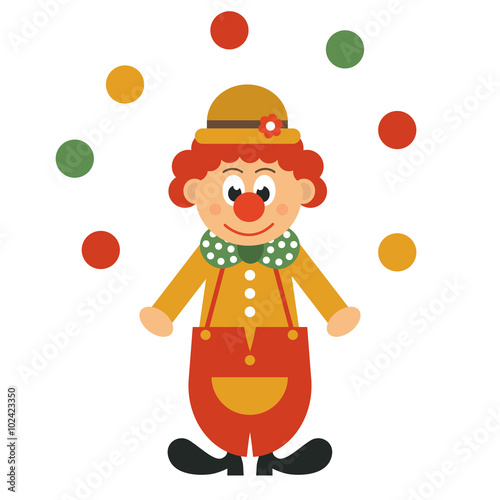 clown in hat and balls