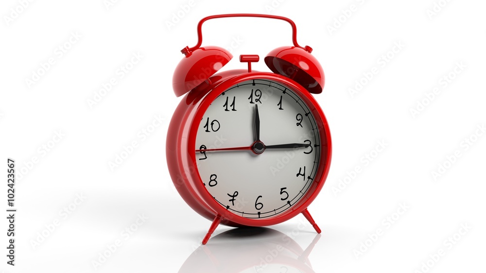 Retro red alarm clock, isolated on white background. Retro red alarm clock, isolated on white background.