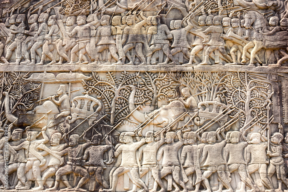 Obraz premium A Bas-Relief Statue of Khmer Culture