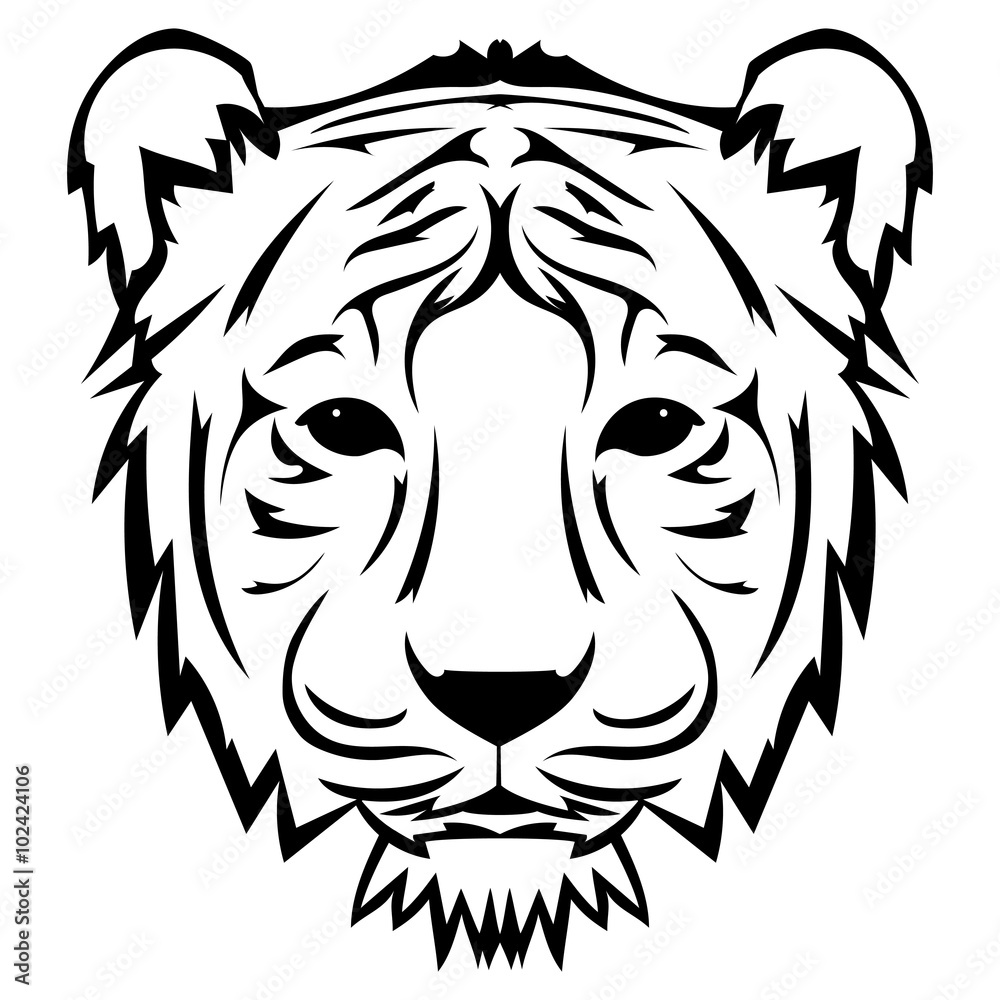 Fototapeta premium Beautiful tiger tattoo.Vector tiger's head as a design element on isolated background