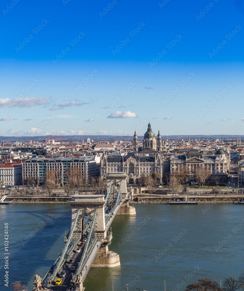 Dayshot at Danube river panoramic city view,Budapest city Hungary.