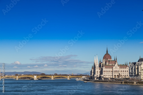 Dayshot at Danube river panoramic view,Budapest city Hungary.