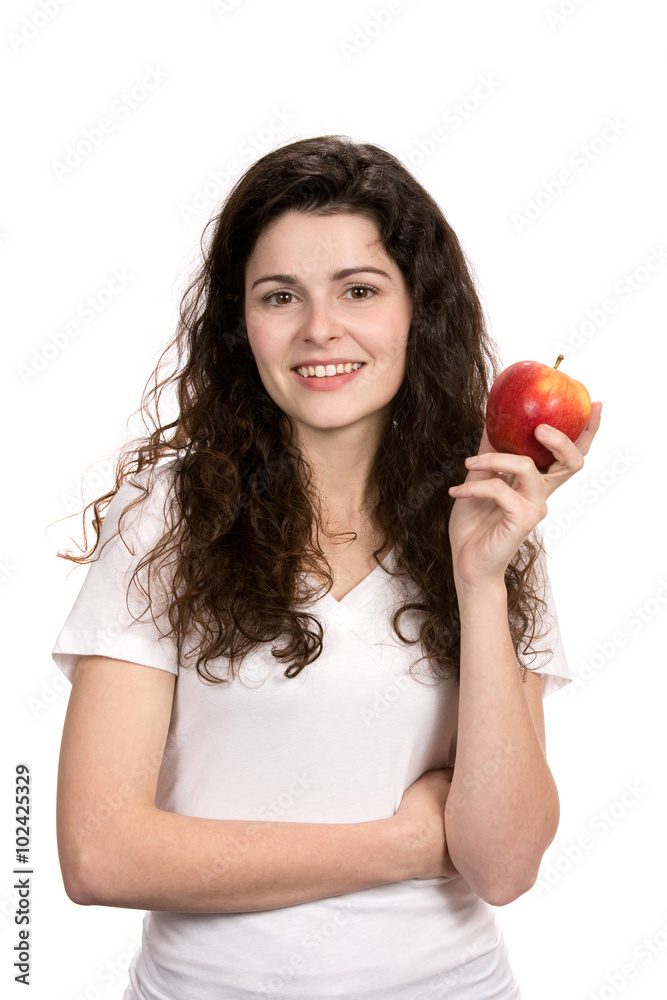 Woman Holding Healthy Apple