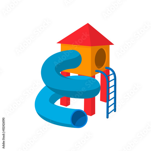 Children tube slide cartoon icon