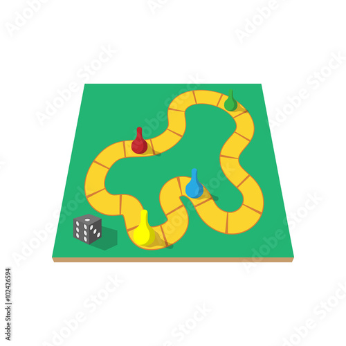 Children board game with chips cartoon icon