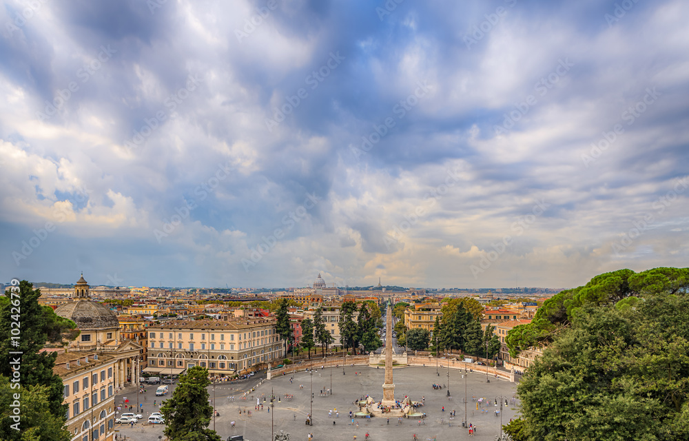 Piazza del popolo with the Obelisco flaminio