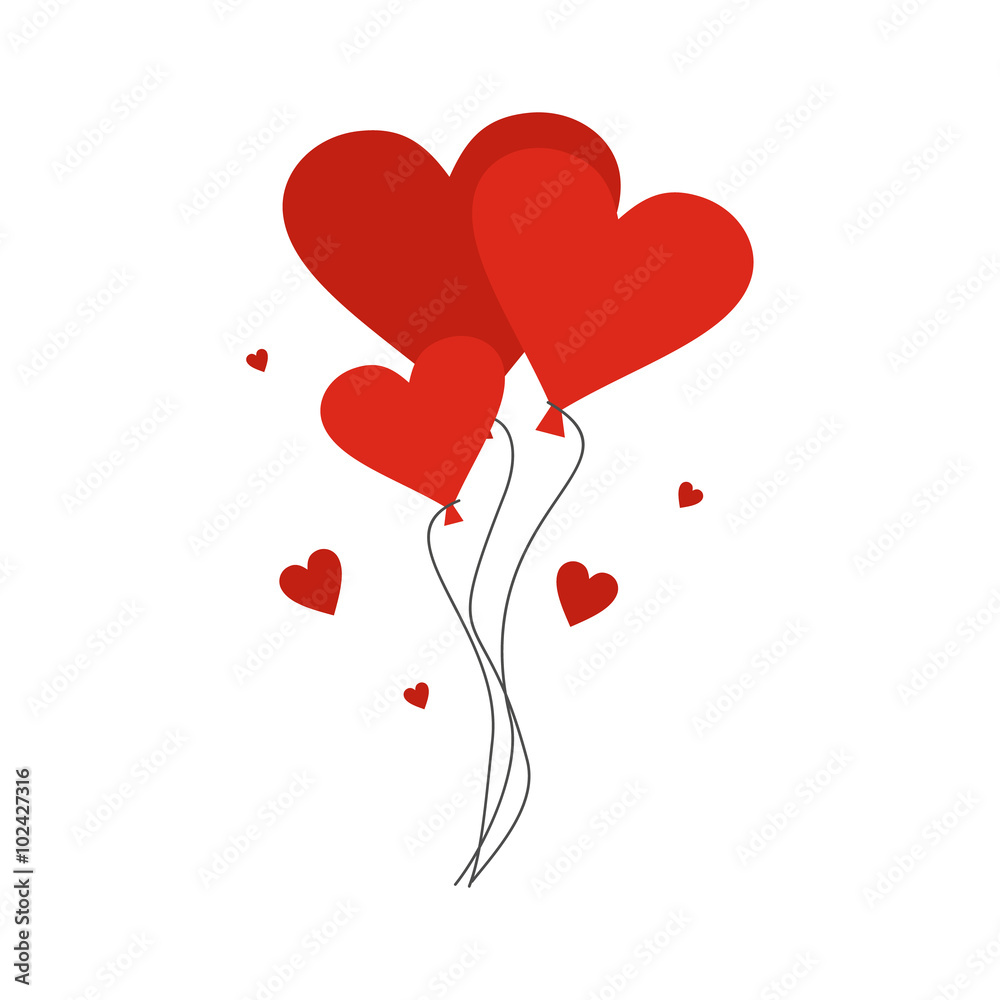 Valentine day balloons flat illustration