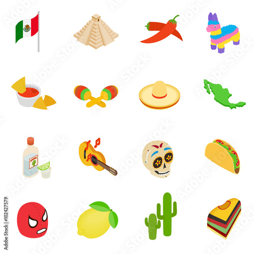 Mexico isometric 3d icons