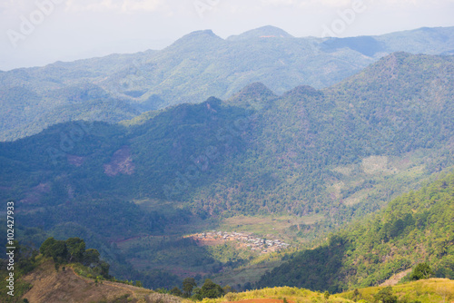 Panoramic view of the village of northern Thailand