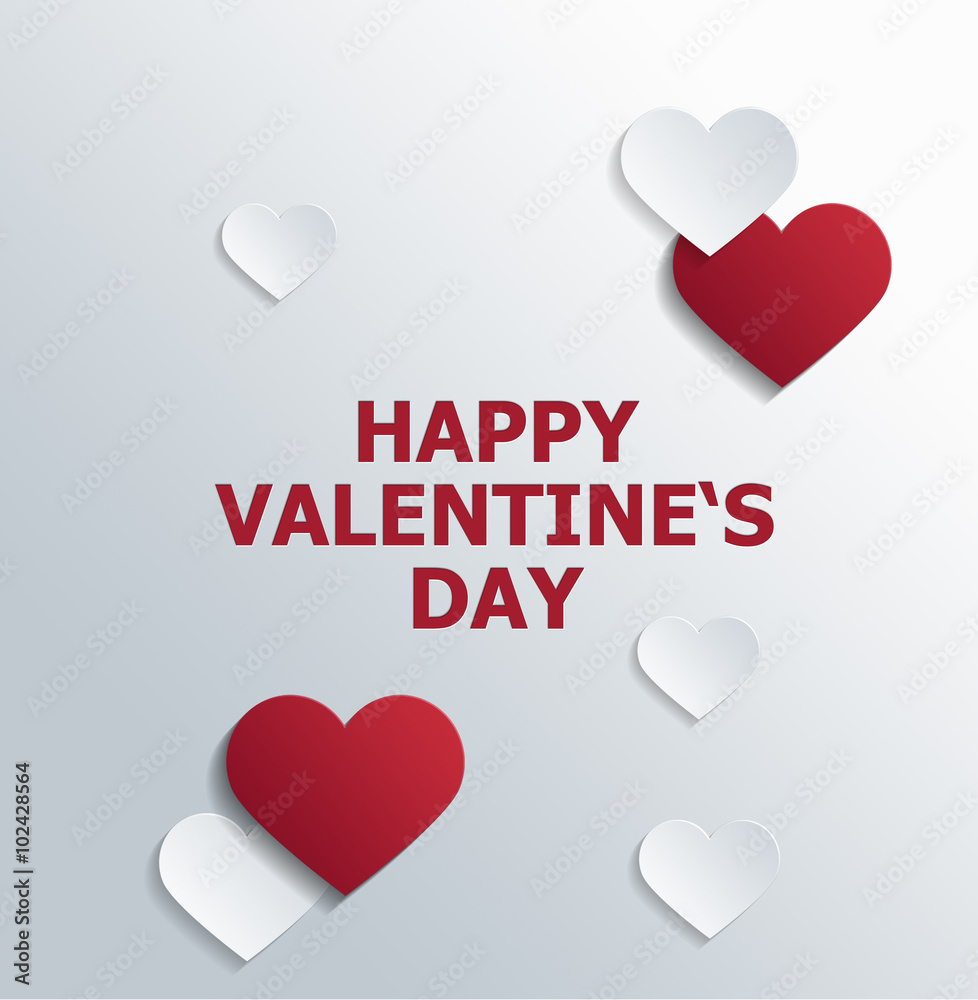 Valentine Greeting Card with Red and White Hearts