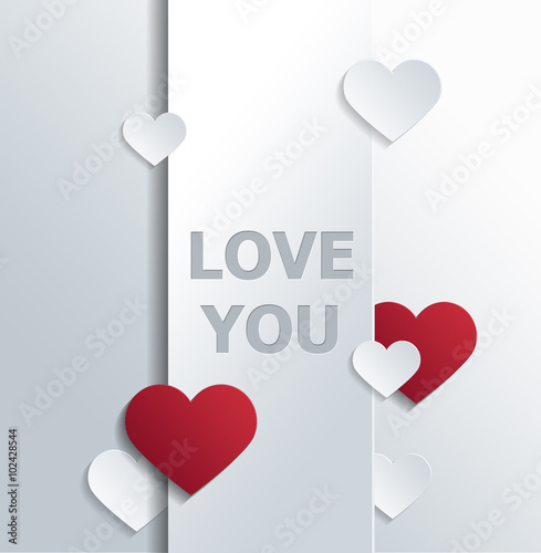 Greeting Card with Hearts and Message of Love