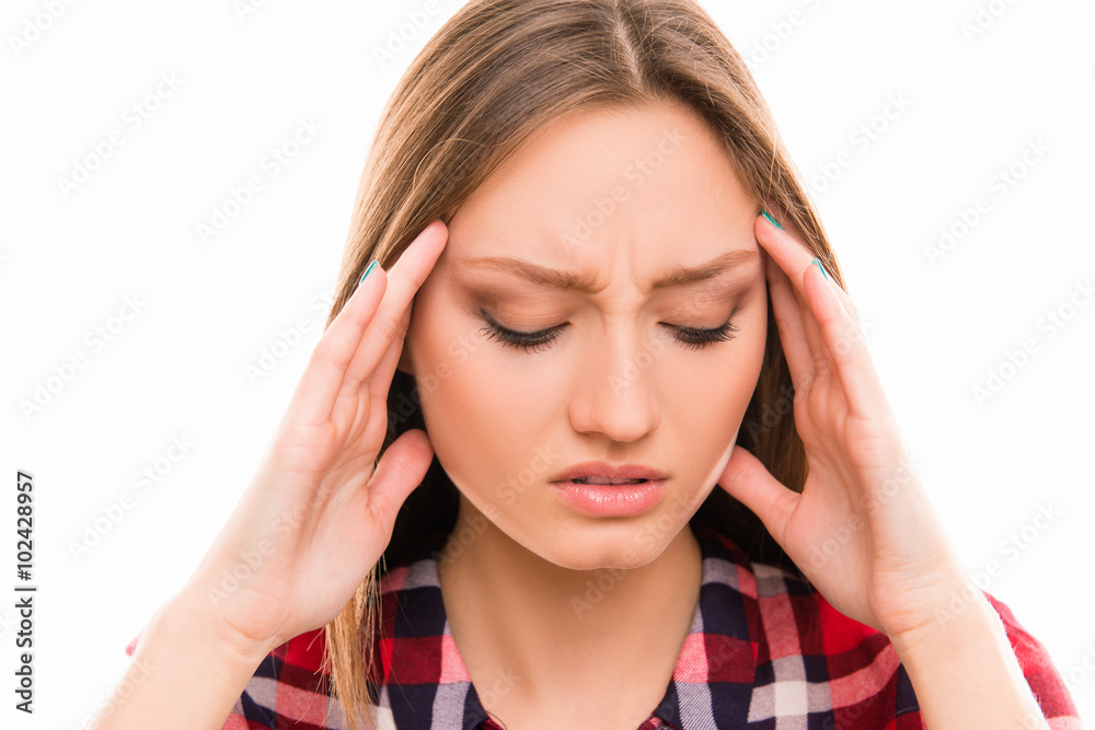 Attractive young girl suffering from strong headache Attractive young girl suffering from strong headache