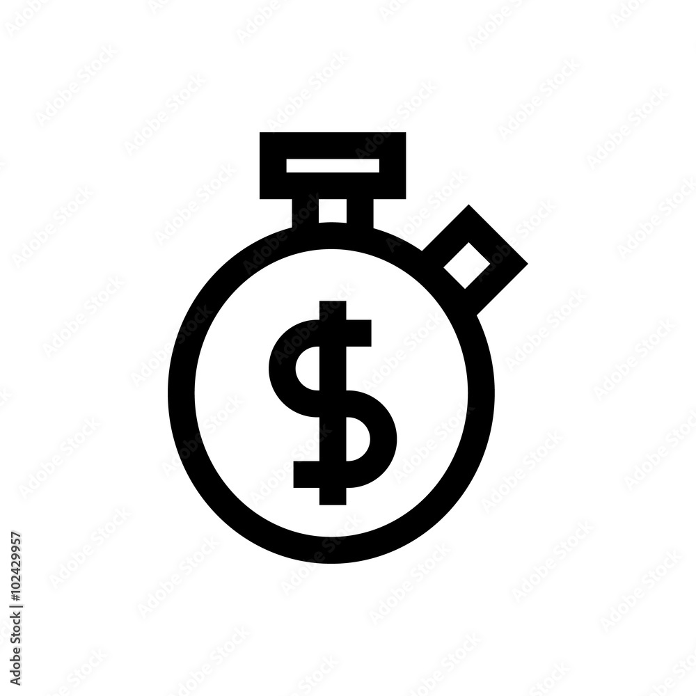 Time is money, clock line icon Time is money, clock line icon