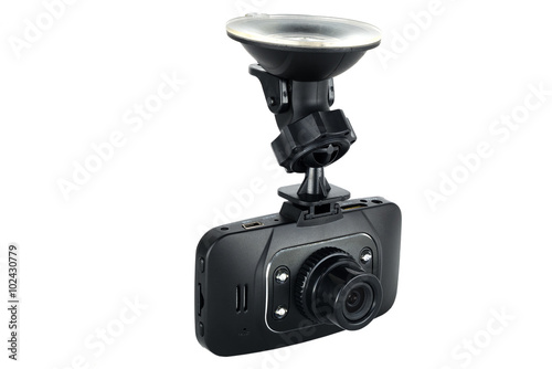 Car camera video recorder isolated on white background