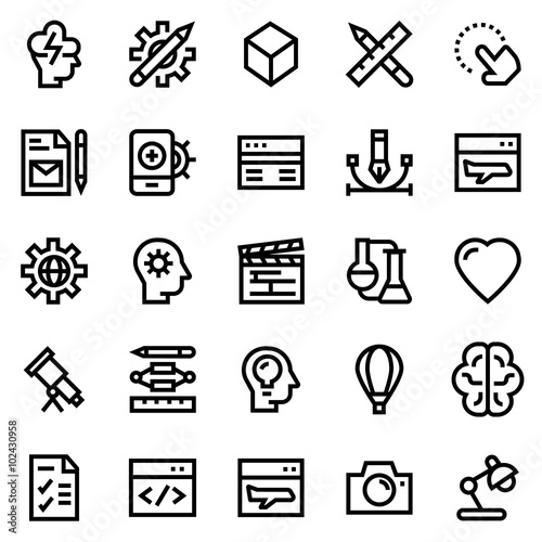 Creative package line icon set.