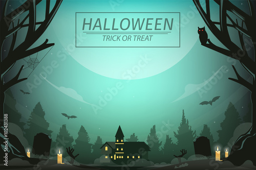 the mystery house in autumn and halloween day.vector Illustration , Graphic Design