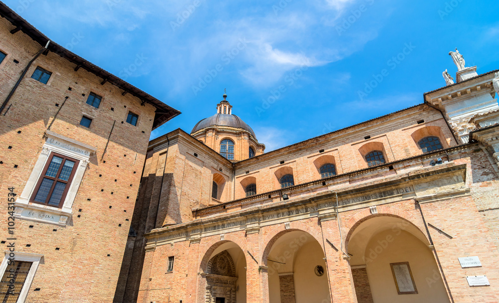 Ducal Palace courtyard in Urbino, Italy