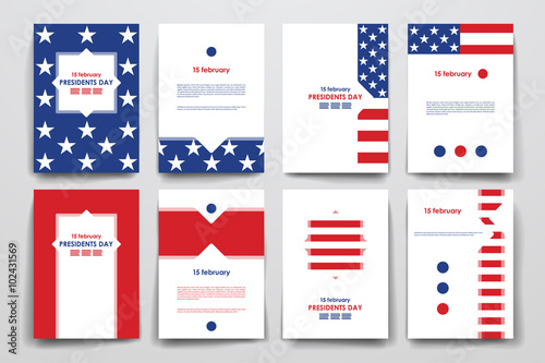 Set of brochure, poster design templates in Presidents Day style