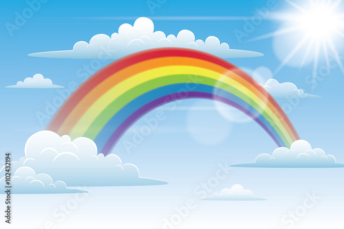 Rainbow in the Sky with Clouds