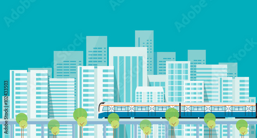 Capital.downtown.electric train. transportation.  building.city