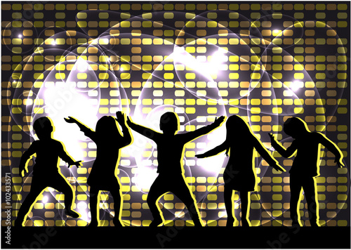Silhouettes of dancing children.