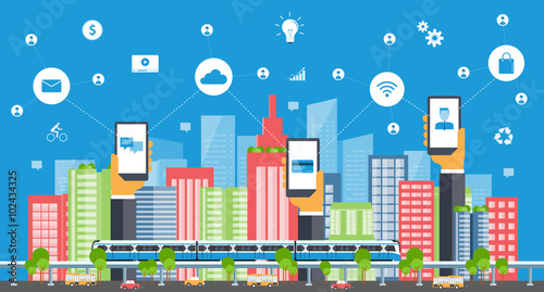 business smart city.internet connection.social concept