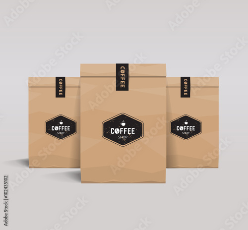 paper packaging mock up.  coffee shop and restaurant.