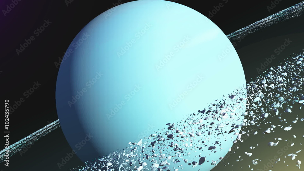 Uranus planet with rings asteroids space view