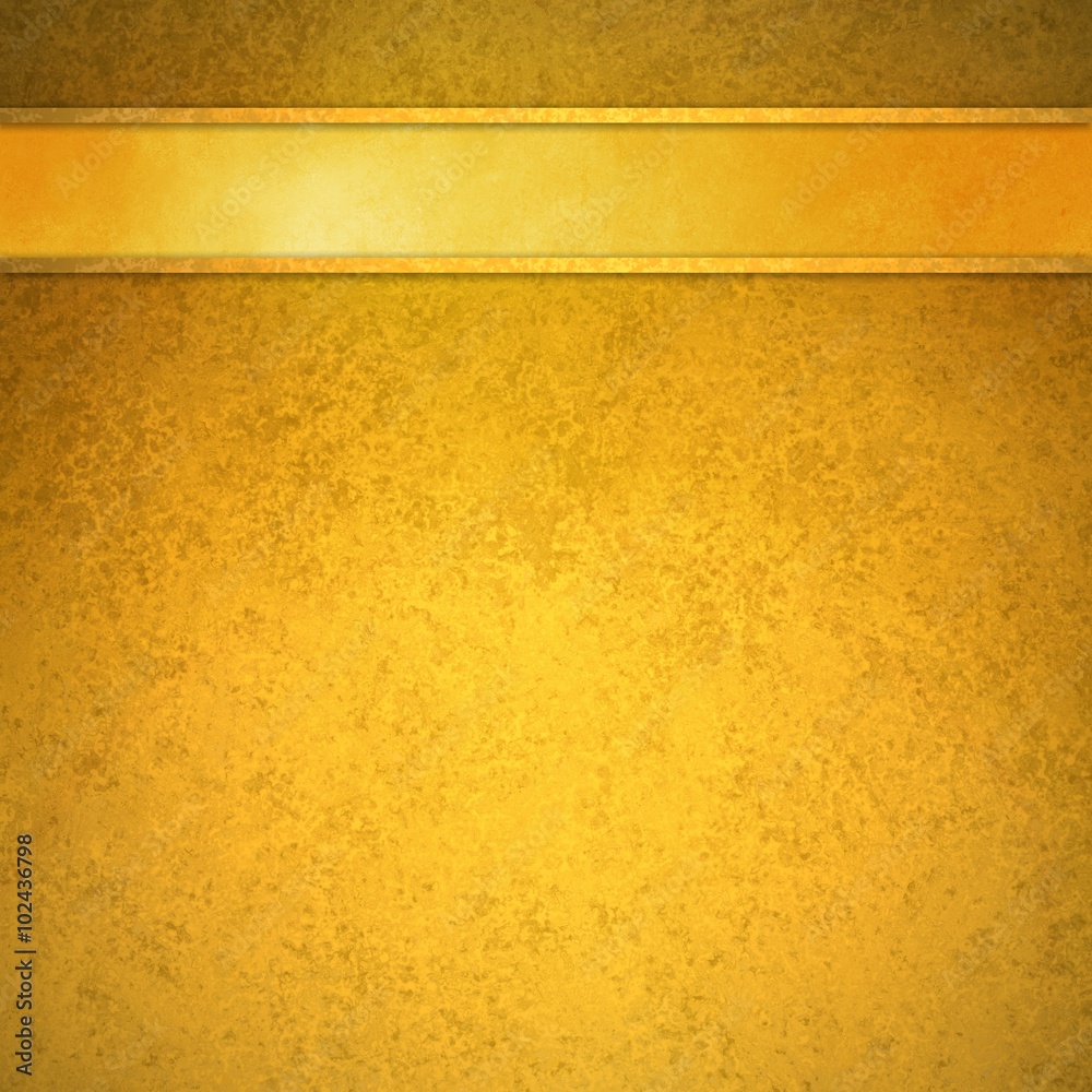 elegant gold background with gold ribbon header bar and gold trim lines,  abstract formal background layout with blank copyspace for adding your own  text or title, website background template design Stock Illustration