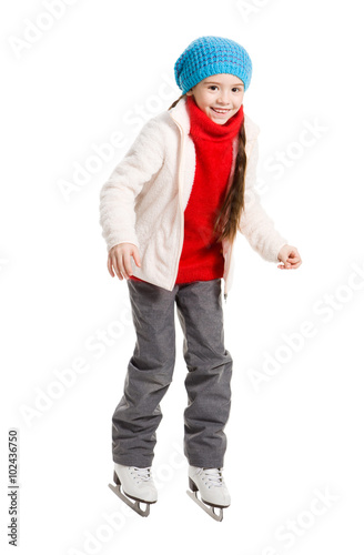 Happy young girl figure skating, isolated © Vladimir Melnikov