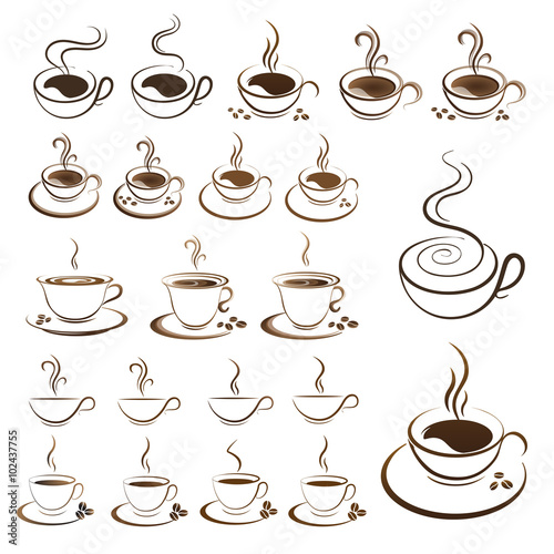 clipart set hot coffee cup vector