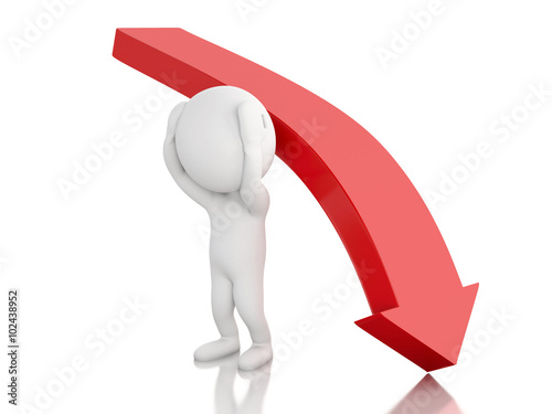 Wallpaper Mural 3d White people with red arrow falling. Decrease concept. Torontodigital.ca