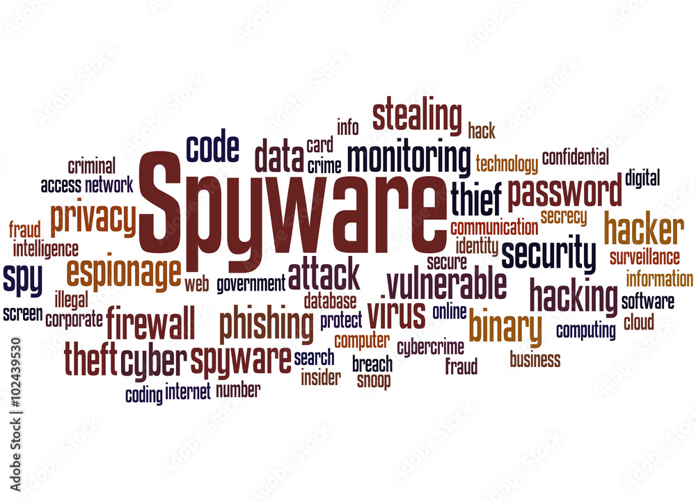 Spyware, word cloud concept Spyware, word cloud concept