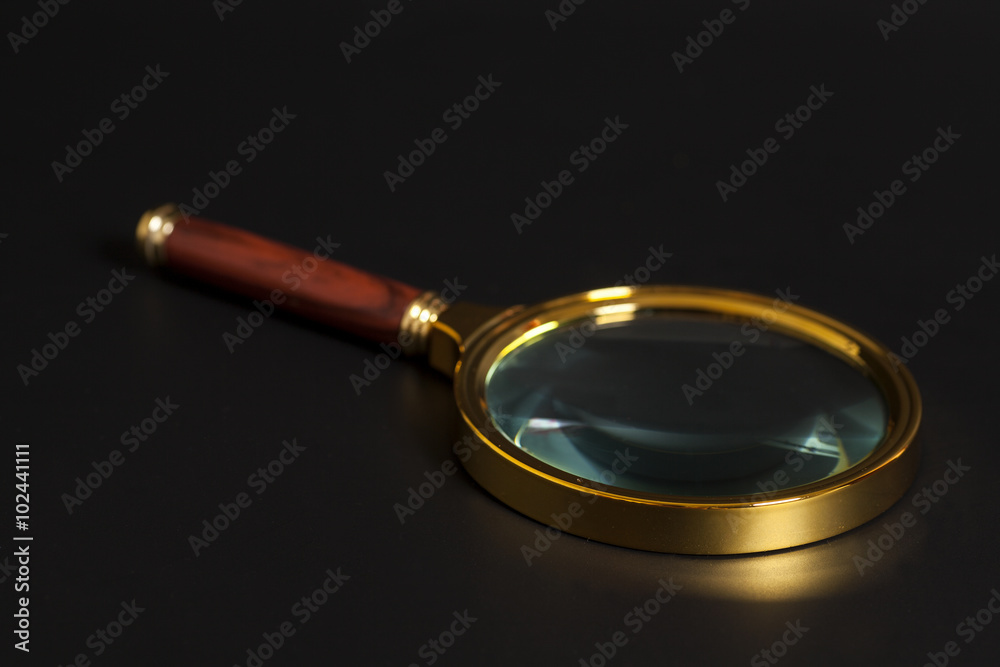 Magnifying glass isolated on black background Magnifying glass isolated on black background