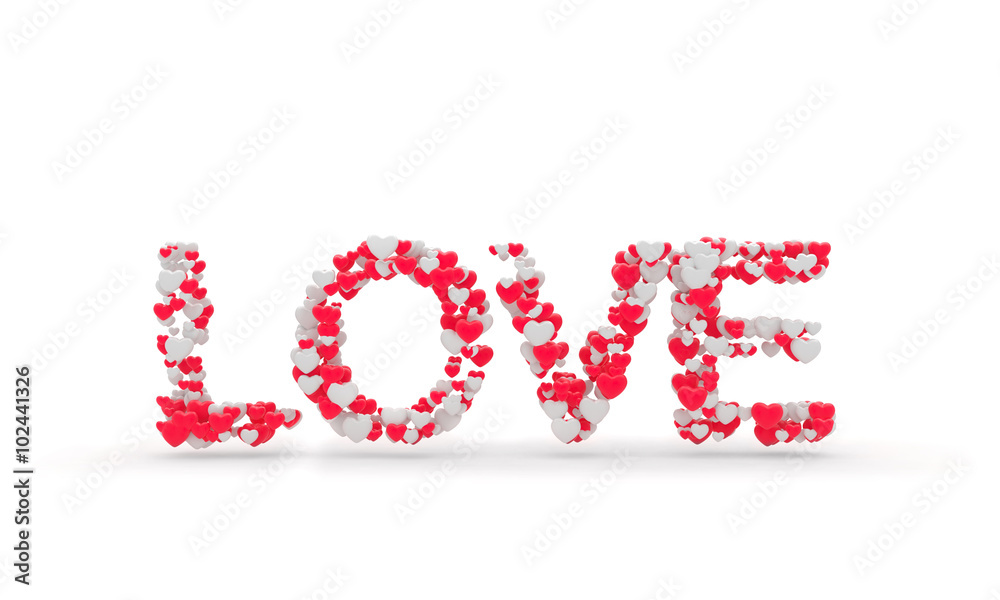 Wording Love sign with heart. 3d render illustration Wording Love sign with heart. 3d render illustration