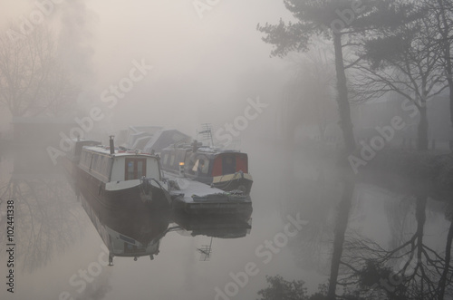 Narrow Boats Eaton Socon early morning December photo