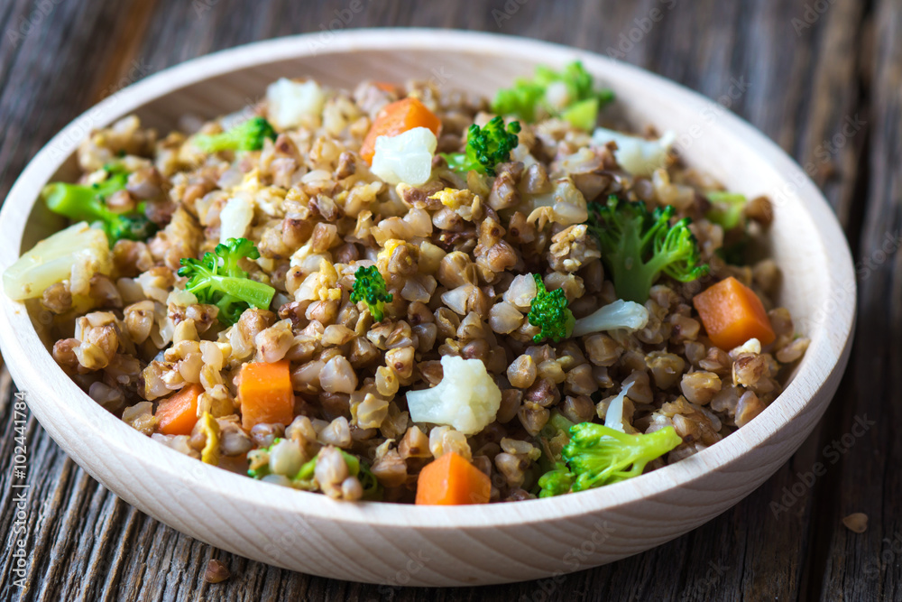 Buckwheat with vegetables and feta cheese Buckwheat with vegetables and feta cheese