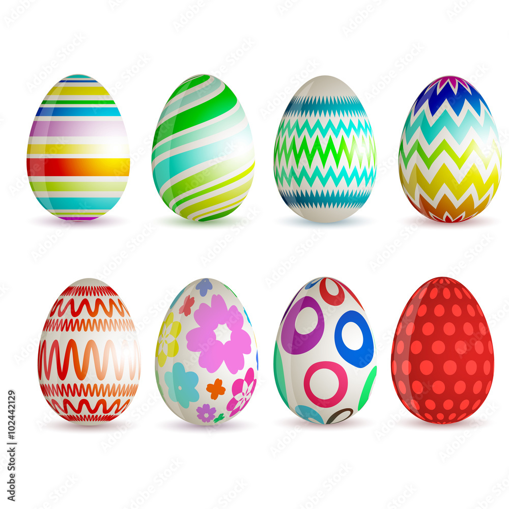 Set of 8 different Easter eggs