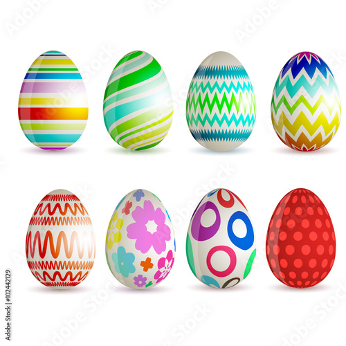 Set of 8 different Easter eggs